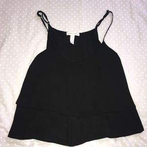 Black Double Layer Cropped Strappy Blouse